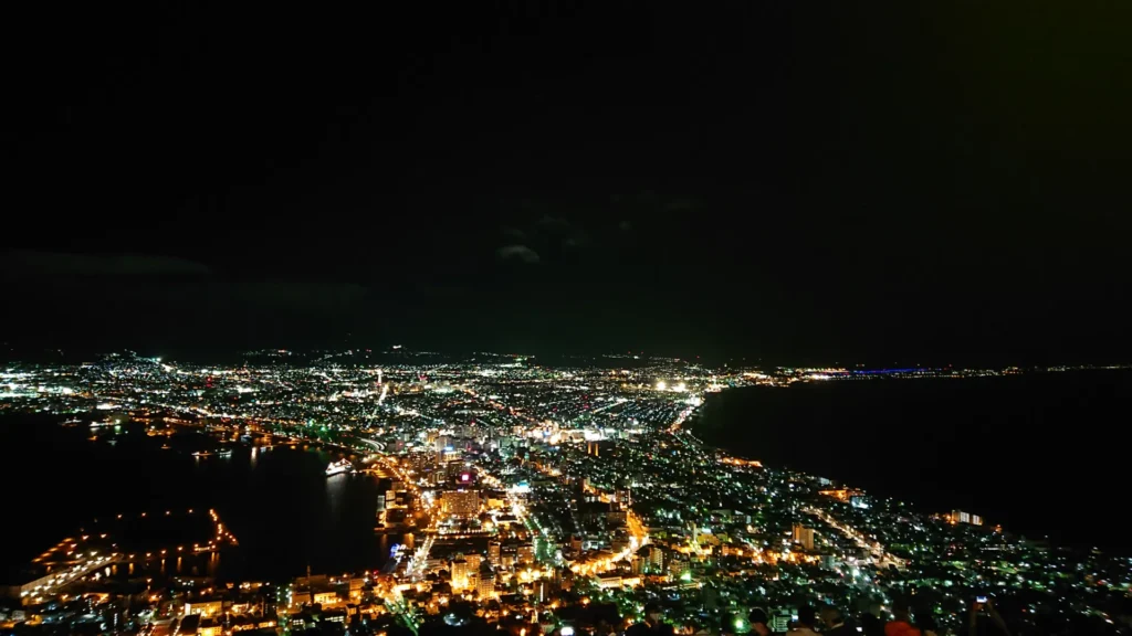 函館山山頂から望む「100万ドルの夜景」の全景